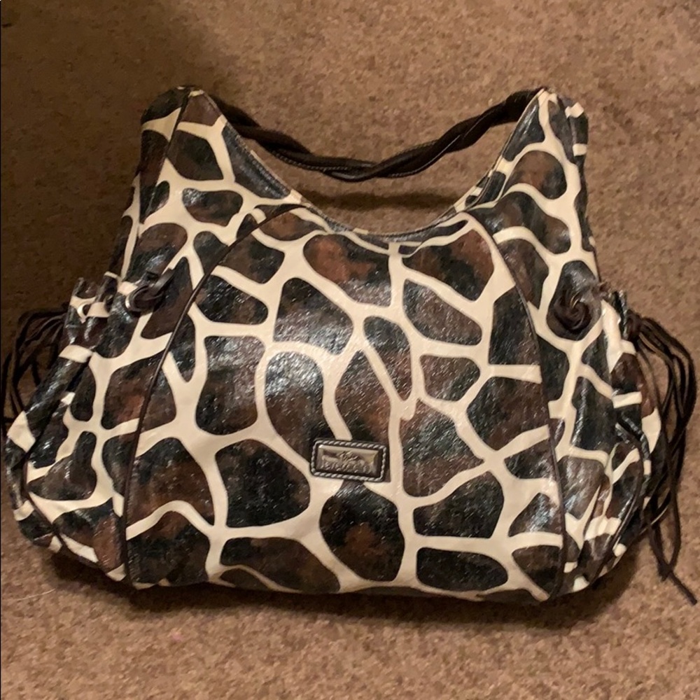Tru Braccialini Ex-Large Animal Print Leather Bag